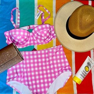 Adorable pink and white gingham bikini. New with tags, never worn!